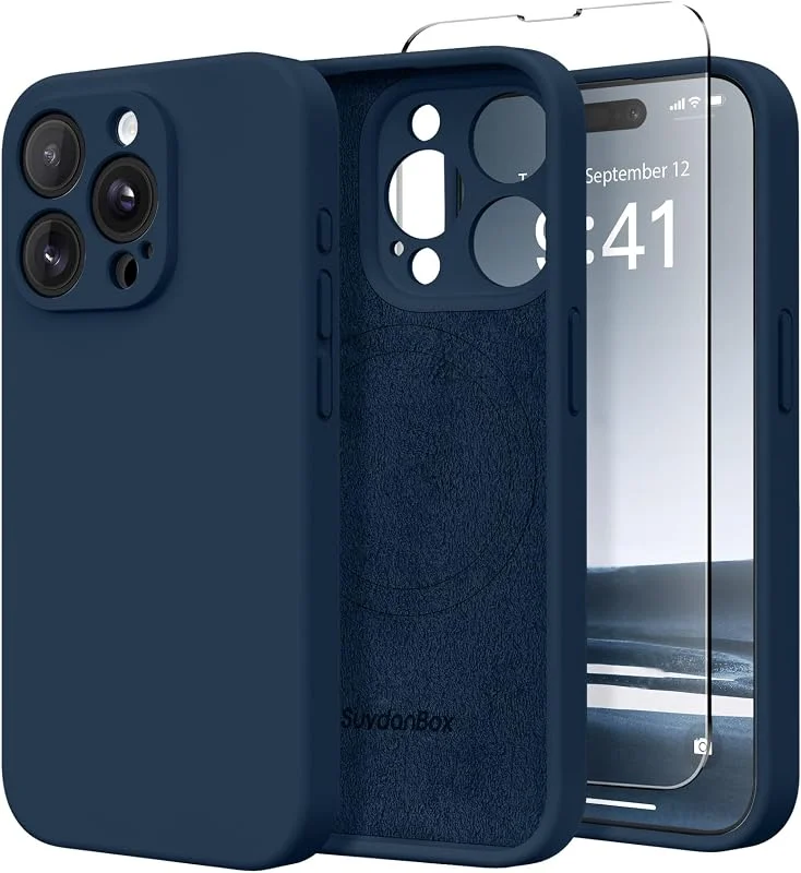 SuydanBox Magnetisk för iPhone 13 Pro-fodral, kompatibel med MagSafe, [fullt kameraskydd] [2 skärmskydd] silikon stöttåligt skyddande telefonfodral för iPhone 13 Pro 6, 1 tum, koboltblå — Mobil och surfplatta