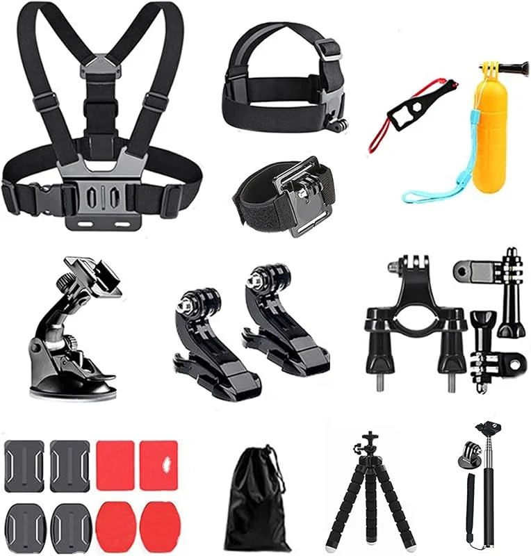 20-i-1 tillbehörsset för actionkameror, tillbehör kompatibla med GoPro Hero 9 8, GoPro Max 7 6 5 4, DJI Osmo Action, Insta 360, AKASO, APEMAN, SJCAM, Campark — Portabel digital och ljud