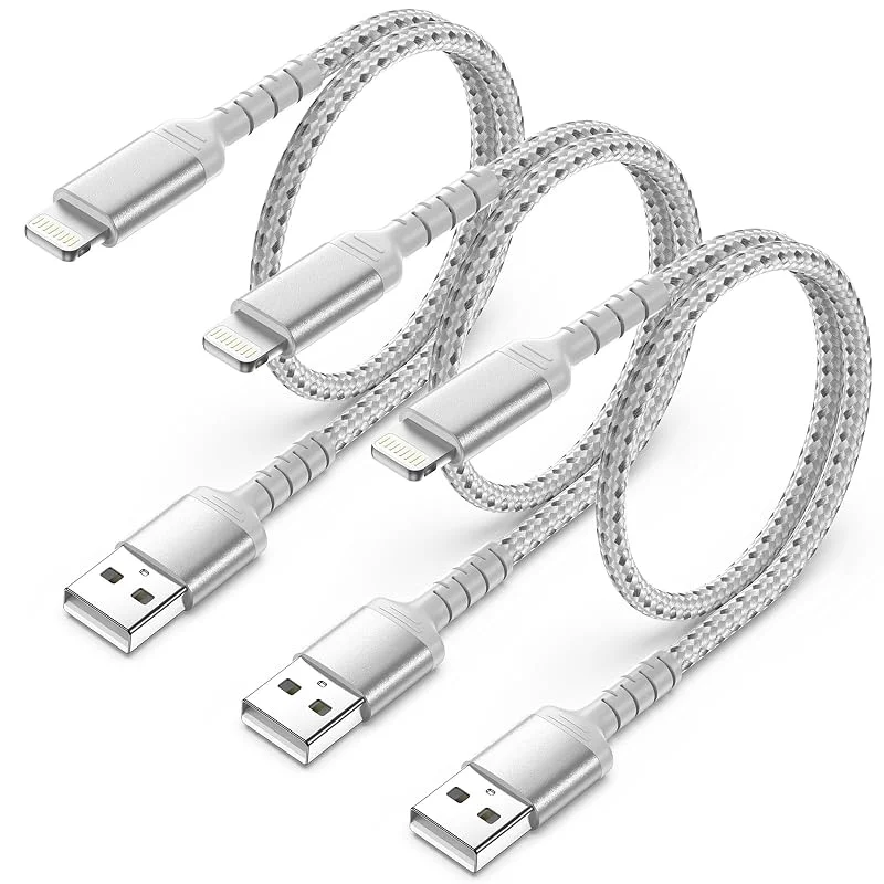 ULIFTUS 0, 5 m iPhone-laddningskabel, 3-pack, nylon USB A till Lightning-kabel — Mobil och surfplatta