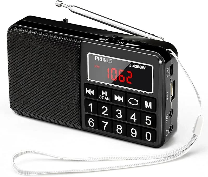 PRUNUS J-429SW bärbara radioapparater liten AM, FM, SW, uppladdningsbar radio — Portabel digital och ljud
