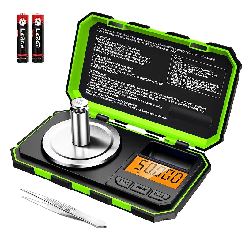 [Uppgraderad] ORIA digital fickvåg, 50 g 0, 001 g minivåg med 50 g kalibreringsvikt, multifunktionell köksvåg med tare- och LCD-bakgrundsbelyst skärm, present till jul (batteri, pincett ingår) — Kök & Hushåll