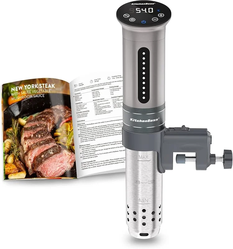 KitchenBoss Sous Vide Roner kök med låg temperatur Slow Cooker, professionell termocirkulator IPX7 vattentät, timer med pekskärm, silver — Kök & Hushåll