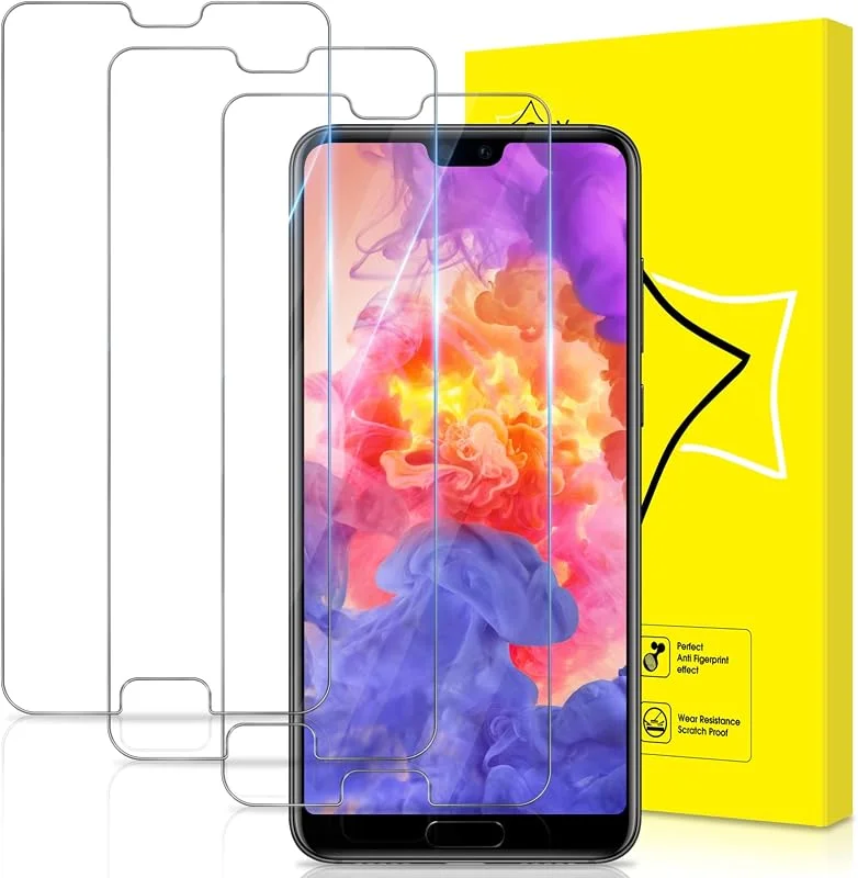 GiiYoon 3-PACK skärmskydd Kompatibel med Huawei P20 Härdat glas [HD klar] [9H hårdhet] [bubbelfri] [Enkel installation] — Mobil och surfplatta
