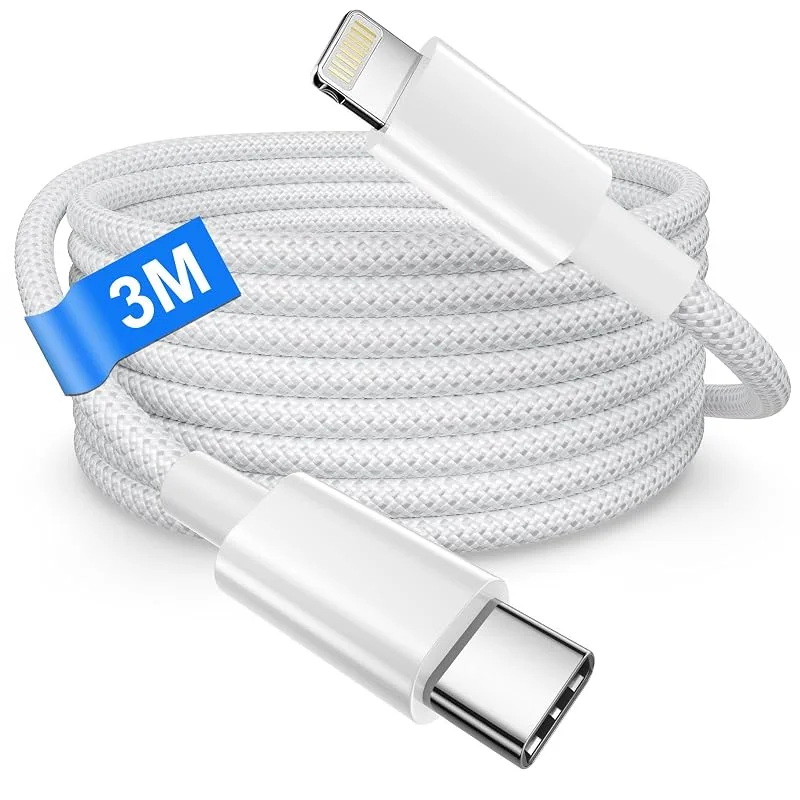 USB C-Lightning-kabel 3M [MFi-certifierad], iPhone laddningskabel för iPhone 14, 13, 12, 11 Pro Max, Mini, X, XS, XR, 8, SE, iPad, lång nylon USBC till Lightning laddningskabel snabbladdningskabel usbc — Mobil och surfplatta