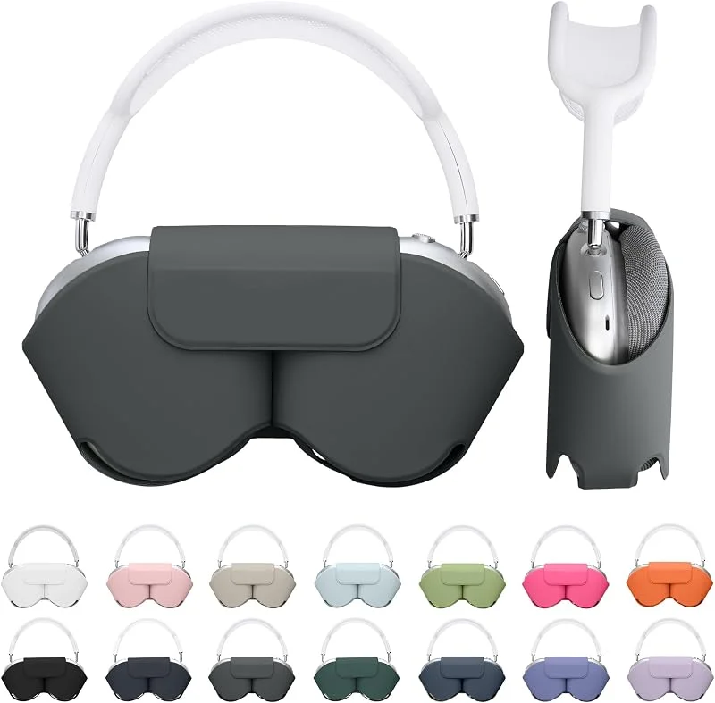 kwmobile Fodral för Apple AirPods Max, AirPods Max 2 fodral – sovläge kompatibilitet – polyesterfodral för hörlurar – mörk skiffer — Mobil och surfplatta
