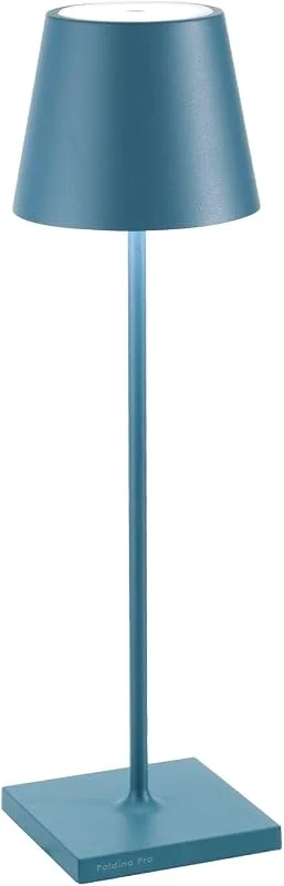 Zafferano, Poldina Pro-Lampa, Uppladdningsbar Sladdlös Bordslampa med Touchkontroller, Även Användbar som Utomhuslampa, Dimmer, 2200-3000 K, Höjd 38 CM, Färg Avio Blå — Smart belysning