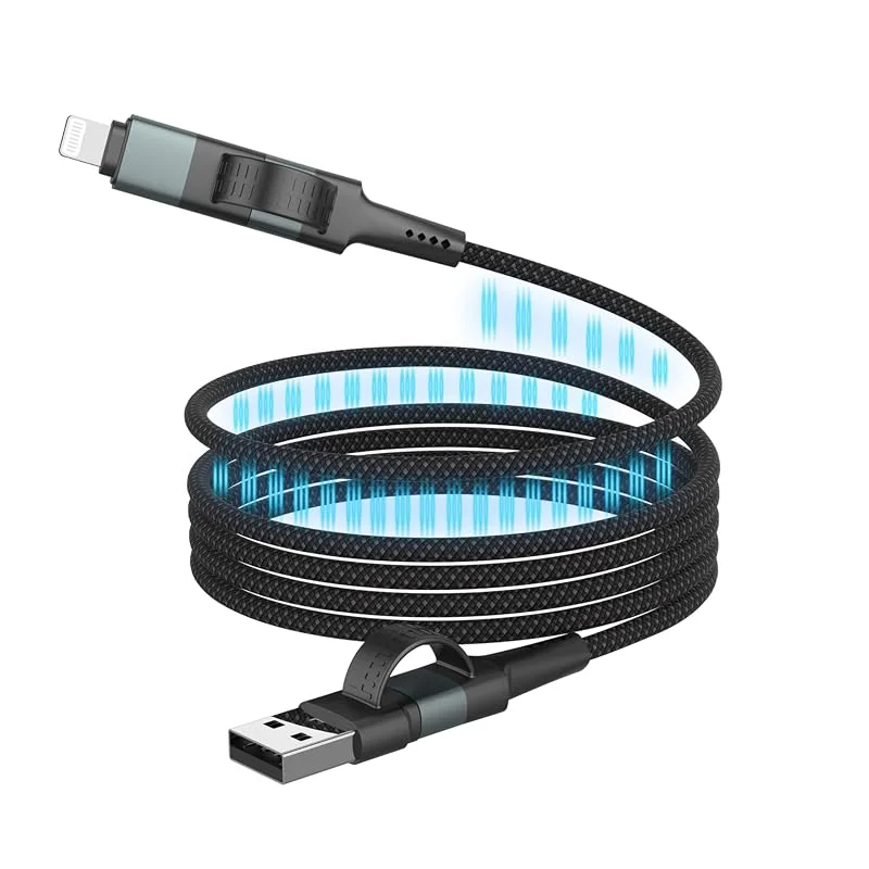 ANSMANN Laddningskabel, snabbladdningskabel universal, magnetisk, USB och Lightning-kabel med magnet, 60 W laddningskabel för iPhone 16 Pro, 15 Pro, Samsung, Android, Huawei, kabel med — Mobil och surfplatta
