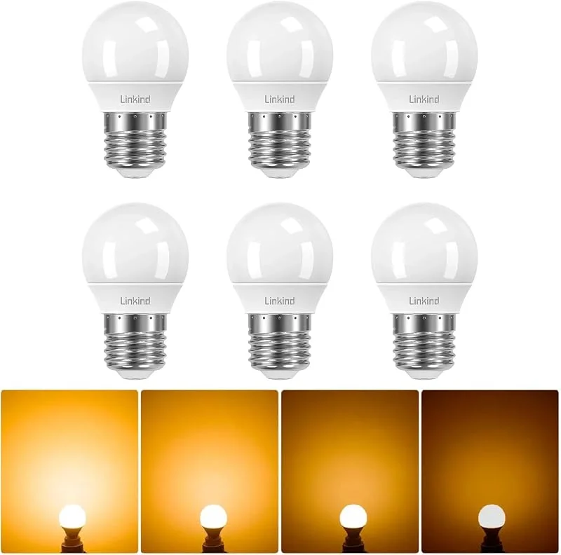 Linkind Dimbar E27 Golf P45, G45 LED-lampa 5W, ersätter 40W glödlampa, 2700K varmvit lampa med 470lm, CE, RoHS, ErP-certifierad, 6st. — Smarta hem