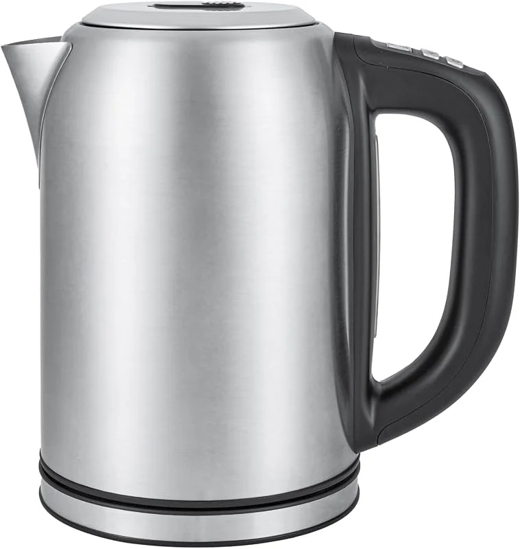 Amazon Basics - vattenkokare i rostfritt stål med digital display, Strix-regulator, varmhållningsfunktion, temperaturkontroll, 1, 7 l (EU-kontakt), silver — Kök & Hushåll