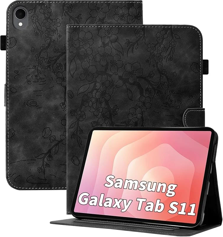 Fodral för Samsung Galaxy Tab S11 2025 11 tum, plånboksfodral för Galaxy Tab SM-X730, SM-X736 surfplatta folio skyddsfodral stativ PU läderfodral – svart — Mobil och surfplatta