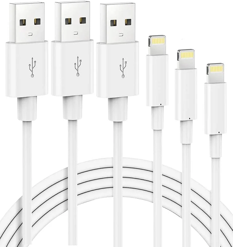 iPhone-kabel [MFi-certifierad] - Set med 3 Lightning-kabel 1M2M3M med ultrastark kontakt, iPhone snabbladdningskabel, för iPhone 13, 13 Pro, Max, 12, 12 Pro, Se, 11, 11 Pro, X, XS, XR, 8, 8 Plus, 7, iPad — Mobil och surfplatta