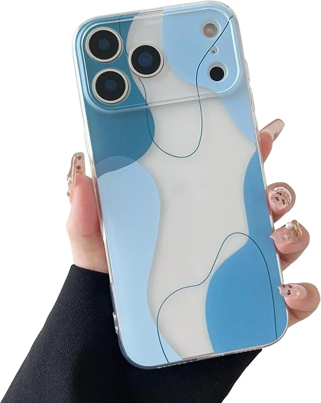 DEFBSC Fodral för iPhone 18 Pro Max, 17 Pro Max estetisk design, blå — Mobil och surfplatta
