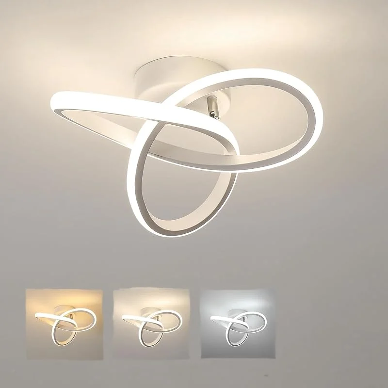Osairous Modern LED-taklampa, vit taklampa, sovrum, 20 W, 2 200 lm, aluminium kök, 3 000, 4 500, 6 500 K, för balkong, vardagsrum, hall, diameter 25 cm — Smart belysning