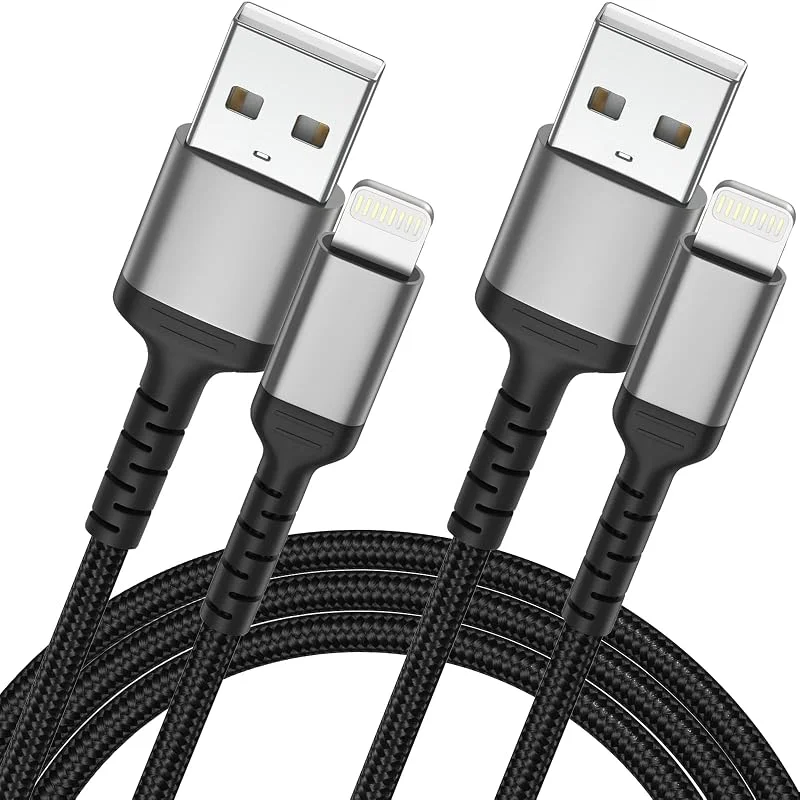 ULIFTUS 2-pack iPhone laddningskabel 2 m, nylon USB A till Lightning-kabel lång snabbladdningskabel kompatibel med Apple iPhone 13 12 11 Pro Max Xs Xr X 8 7 6 Plus SE (2 m) — Mobil och surfplatta