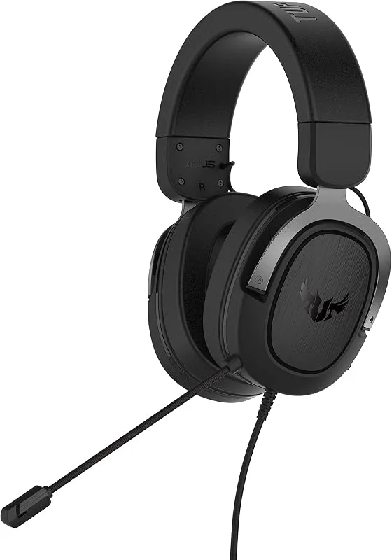 ASUS TUF Gaming H3-headset (trådbundet, virtuellt 7.1-surroundljud, lämpligt för PC, PS4, Xbox One och Nintendo Switch) svart, pistolmetall — Hörlurar och ljud