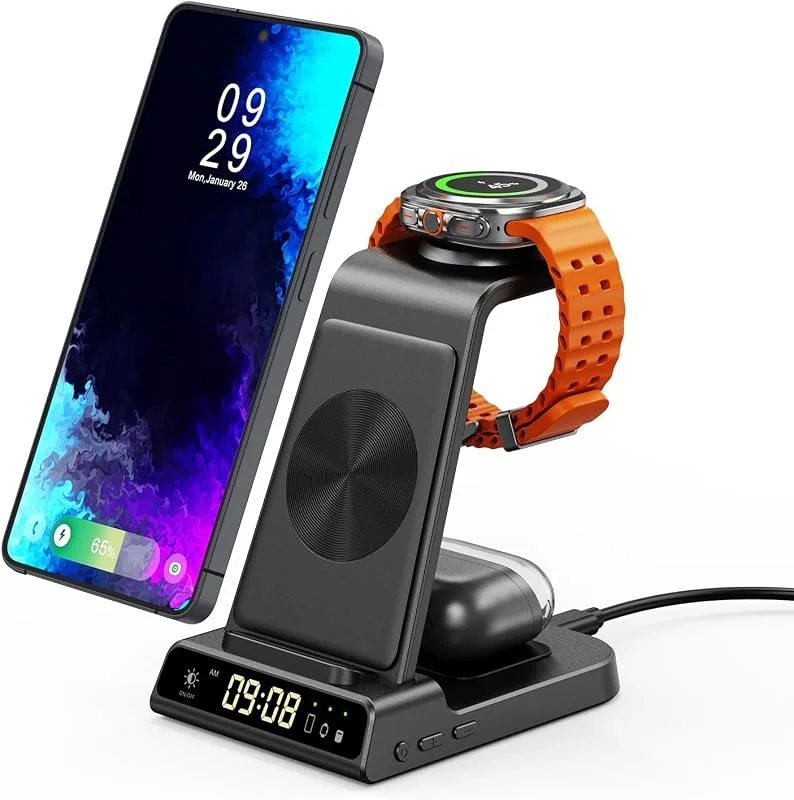 Trådlös Laddare för Samsung S26 Ultra, 3 i 1 Laddningsstation för Samsung — Mobil och surfplatta