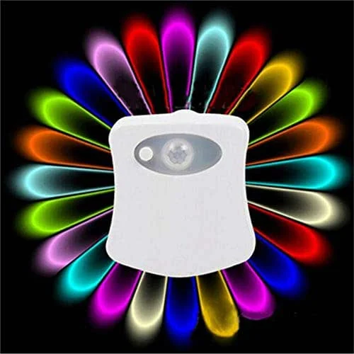 Färgskiftande oliet nattlampa rörelsesensor LED flerfärgad toalettlampa toalett rörelse aktiverat LED-ljus tvättrum UV toalettlampa skål nattlampa smart ljus toalett nattlampa (8 1 st) — Smart belysning