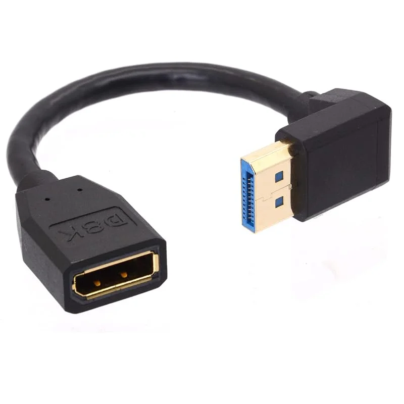 90 graders vinkel Displayport 1.4 8K förlängningskabel för HP Dell Asus 8K @ 60Hz 4K @ 144Hz 1080p @ 240HZ 15 cm (botten) — Laddning och kablar