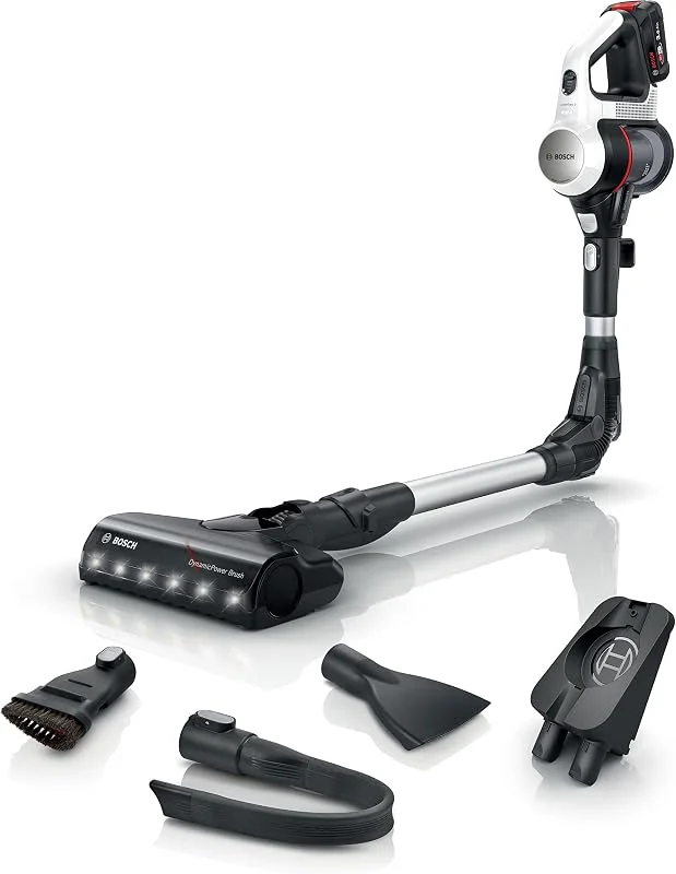Bosch Unlimited 7 BBS711W Skaftdammsugare, Vit, Svart, 2, 79 x 24, 64 x 16, 51 cm — Hushållselektronik