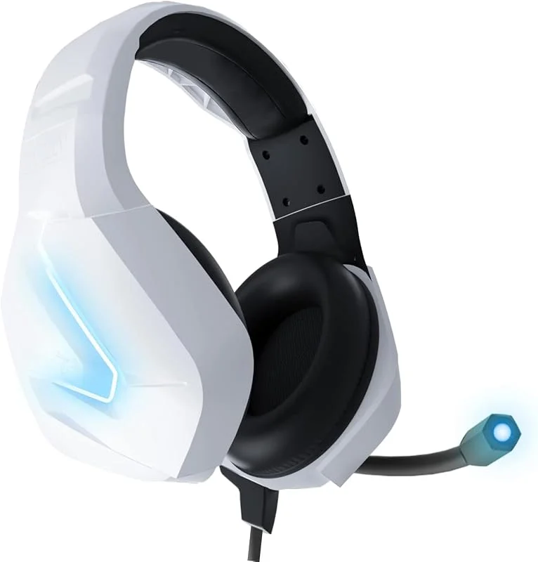 Orzly hörlurar PC spelheadset för PS5 PS4 Xbox NWT brusreducering, Over-Ear, PS5-headset med LED-lampor, PS4-gamer-hörlurar med känslig mikrofon komfortbrusreducering kristallklarhet- RX-H20 vit utgåva — Hörlurar och ljud