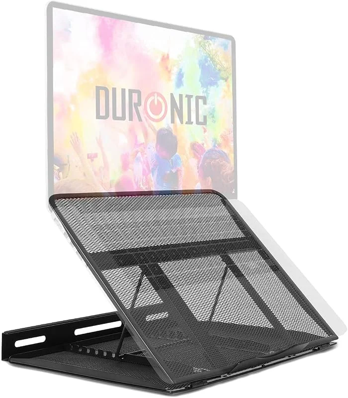 Duronic DM074 Laptopställ, Maxvikt 10kg, Multifunktionell Laptop Stativ för Skrivbord, 9 Olika Justerbara Höjdlägen, Kompatibel för Surfplatta eller MacBook, Ergonomisk Hopvikbar Portabel Design — Datortillbehör