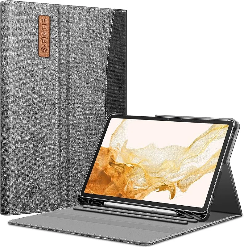 Fintie Fodral för Samsung Galaxy Tab S7 FE 12, 4 tum 2021 (SM-T730, T733, T736, T738) och Galaxy Tab S7 Plus 2020 med S-pennhållare, portföljskydd med ficka automatisk sömn, vakna, grå — Mobil och surfplatta