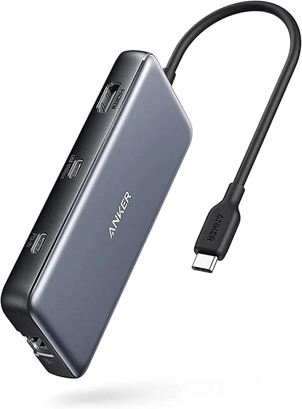 Anker 555 USB-C Hub, 8-i-1, 85W PD, 4K 60Hz, 10 Gbps — Laddning och kablar
