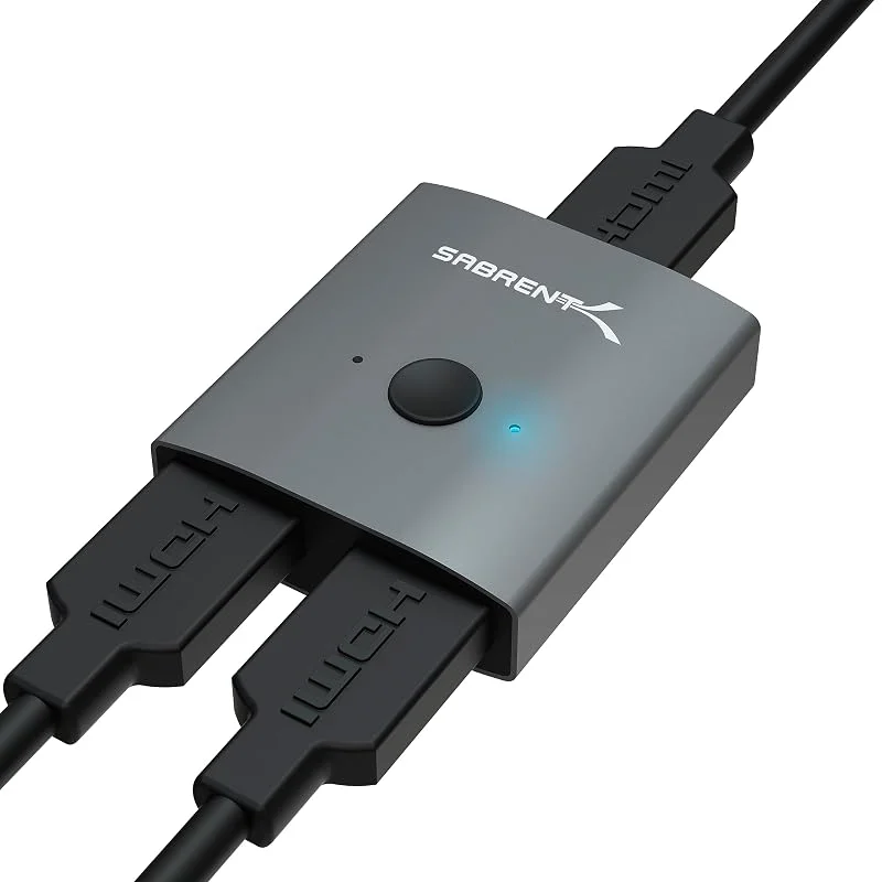 SABRENT HDMI-splitter 2-port stöder 4K@60Hz aluminium dubbelriktad HDMI-omkopplare (DA-HSW2) — TV och streaming