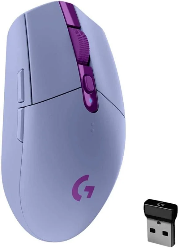 Logitech G 305 LIGHTSPEED trådlös spelmus med HERO 12K DPI-sensor, trådlös anslutning, 6 programmerbara knappar, 250 timmars batteritid, lätt, PC, Mac – lila — Datortillbehör