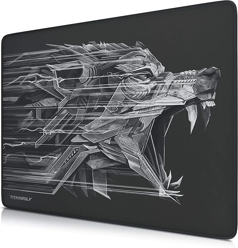 TITANWOLF – XXL Speed Gaming musmatta Titanwolf 440 x 350 mm – XXL musmatta – bordsunderlägg stor storlek – förbättrar precision och hastighet — Datortillbehör