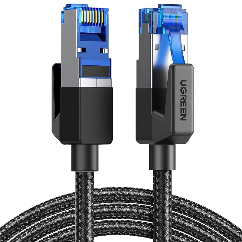 UGREEN Cat8 RJ45 Ethernet Kabel flätad 40Gbps 2000MHz F, FTP Kompatibel med Xbox One PS5 Switch Sky Box Smart TV Modem Router etc (5M) — Mobil och surfplatta