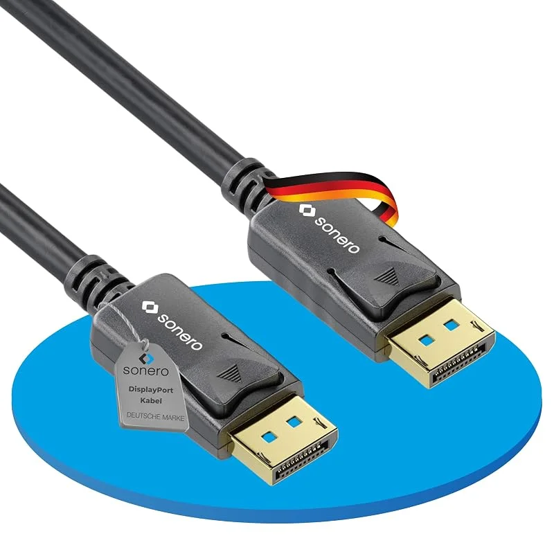 sonero® 1, 80 m DisplayPort-kabel 1.2, DisplayPort till DisplayPort, 4K 60 Hz, 2K 144Hz, svart — Laddning och kablar