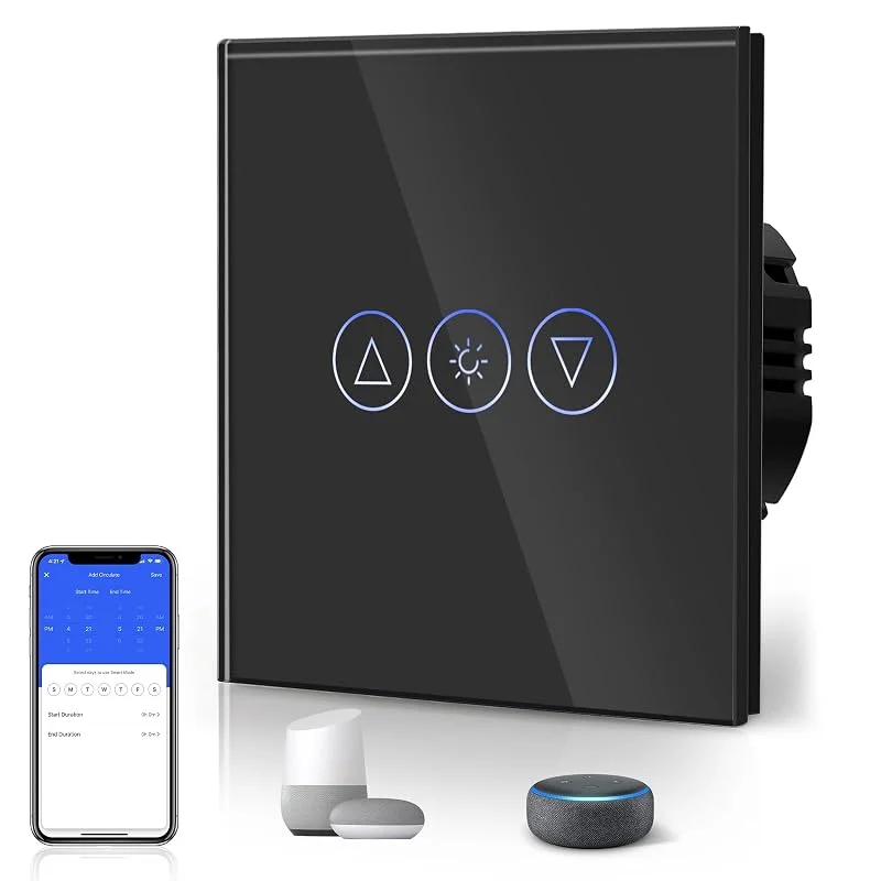 BSEED Smart dimmerströmbrytare, glaspekpanel, LED-lampor, fungerar med Alexa, Smart Life appkontroll, neutral kabel krävsWiFi dimmer 1 gäng 1 väg, 86 mm svart — Smarta hem