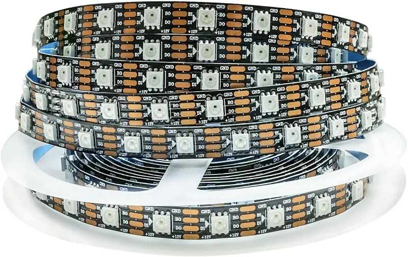 12V WS2815 RGB Ljusremsa, 5m Dual Signal Pixel Strip SMD 5050 300 LEDs IP30 Fullfärg Individuellt Adresserbar Programmerbar Remsa för DIY, Reklamdekoration — Smart belysning