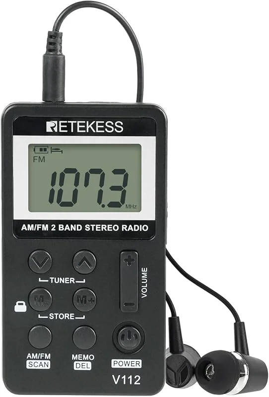 Retekess V112 Fickradio, AM FM Mini Digital(Svart) — Portabel digital och ljud