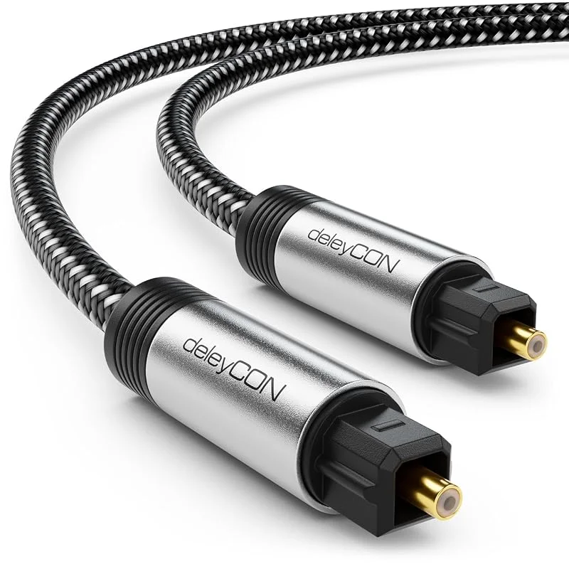deleyCON 10m Toslink Kabel Optisk Digital Audio Kabel med Metallkontakter & Nylon Mantel - SPDIF Ljusledare — TV och streaming