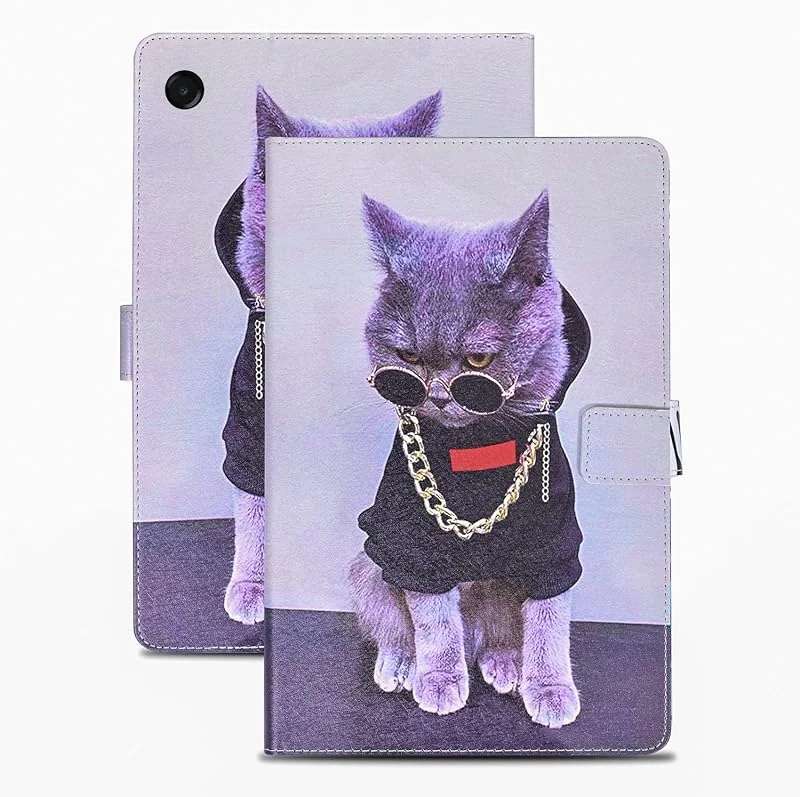 Fodral till Samsung Galaxy Tab A11 8, 7 tum SM-X133, SM-X135 PU-läderfodral magnetiskt stativ plånbok surfplatta skyddsfodral med stativfunktion för Samsung Galaxy Tab A11 Cruel Cat — Mobil och surfplatta