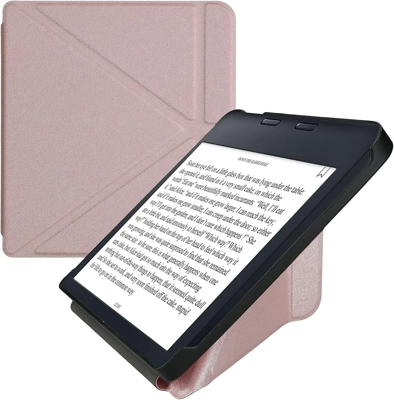 kwmobile Skyddsfodral för Kobo Libra 2 Fodral - Konstläder Case - eReader Fodral med Auto Sleep-funktion - Cover med Stöd - Roséguld — Portabel digital och ljud