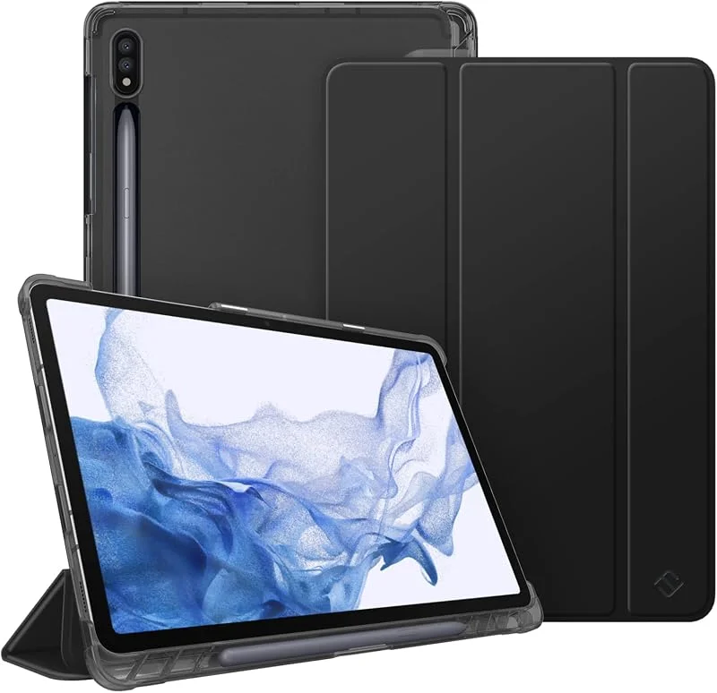 Fintie Fodral för Samsung Galaxy Tab S8 11 tum 2022, Tab S7 11 tum 2020 - Silm transparent bakskydd, svart — Mobil och surfplatta