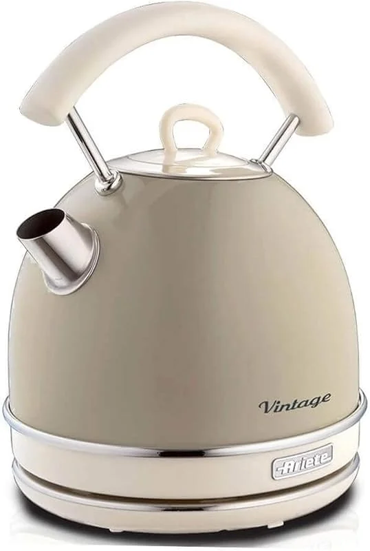 Ariete 2877, 03 retro stil trådlös kupol vattenkokare, avtagbart och tvättbart filter, 1, 7 liter kapacitet, 360° roterande bas, synlig vattennivå, vintage design, beige — Kök & Hushåll