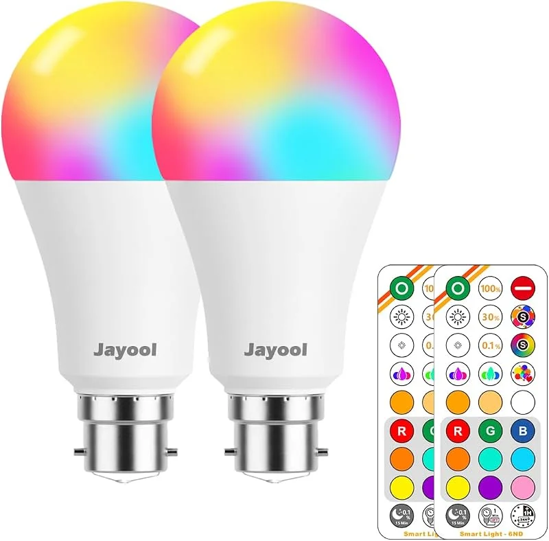10 W E27 LED-färgskiftande glödlampa, Edison skruv dimbara färgade glödlampor med fjärrkontroll, 120 RGB-färger + varmt vit, timing och dubbelt minne ( ) — Smart belysning