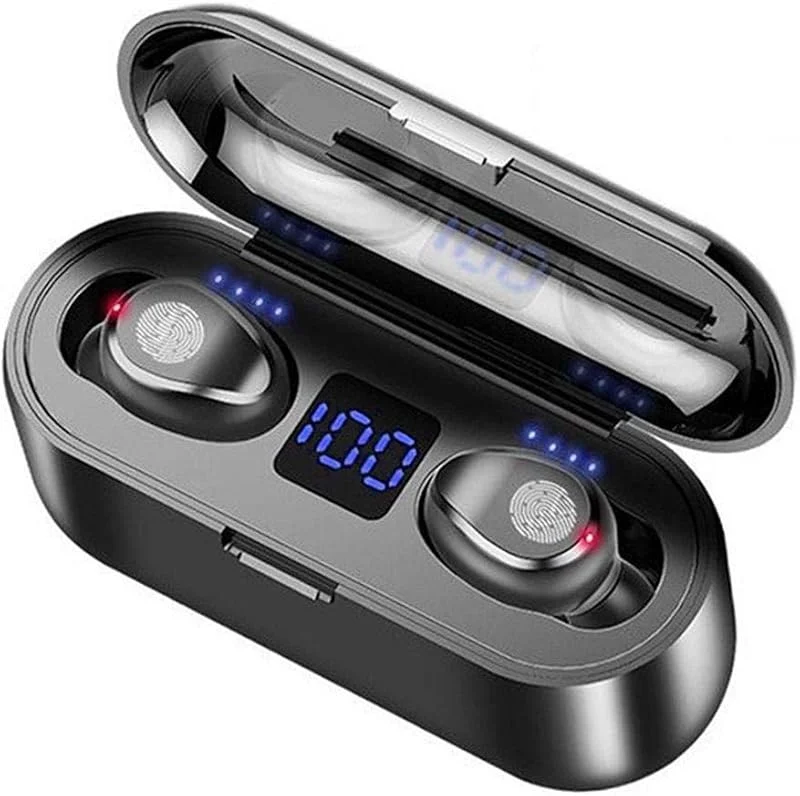 Bluetooth-hörlurar, Trådlösa öronproppar, F9 trådlösa Bluetooth 5.0-stereohörlurar, Vattentät in-ear-hörlurar, Inbyggda mikrofoner — Hörlurar och ljud