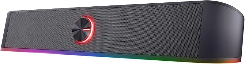 Trust Gaming GXT 619 Thorne RGB Illuminated Soundbar, PC Speakers, 12W Peak Power, 3.5 mm Jack, USB Powered Soundbar, Stereo Sound System for PC, Desktop, Laptop, Computer - Black — Hörlurar och ljud