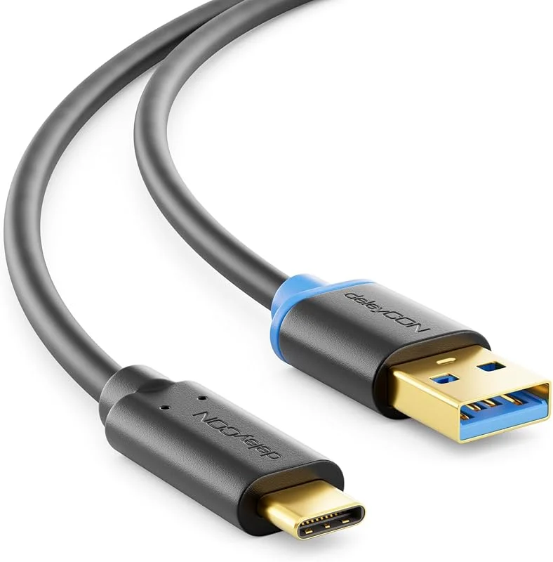 deleyCON 3, 0m USB-C-Kabel USB 3.0 5 Gbit, s USB-A till USB-C — Mobil och surfplatta