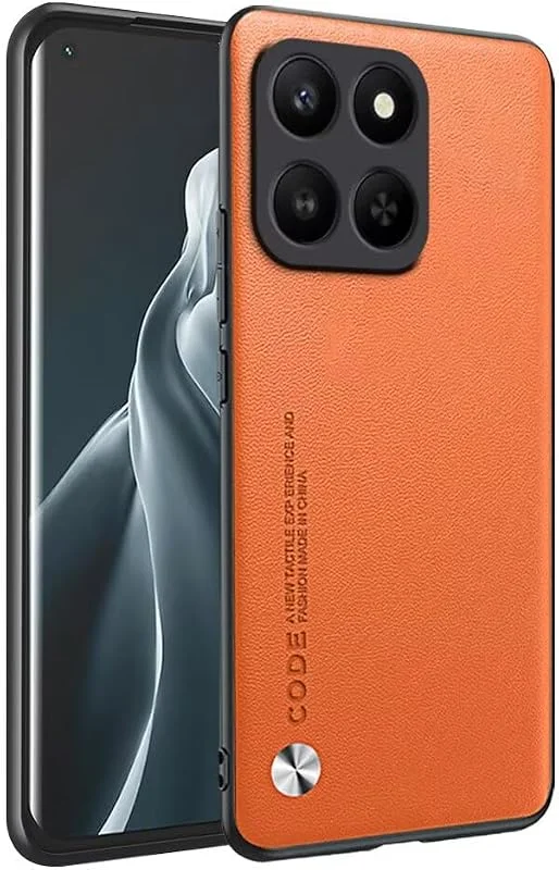 HONLEN skal för Honor 400 Smart (4G, 5G), Honor X7d (6, 77 tum tum) business telefonskal av läder med baksida, orange — Mobil och surfplatta