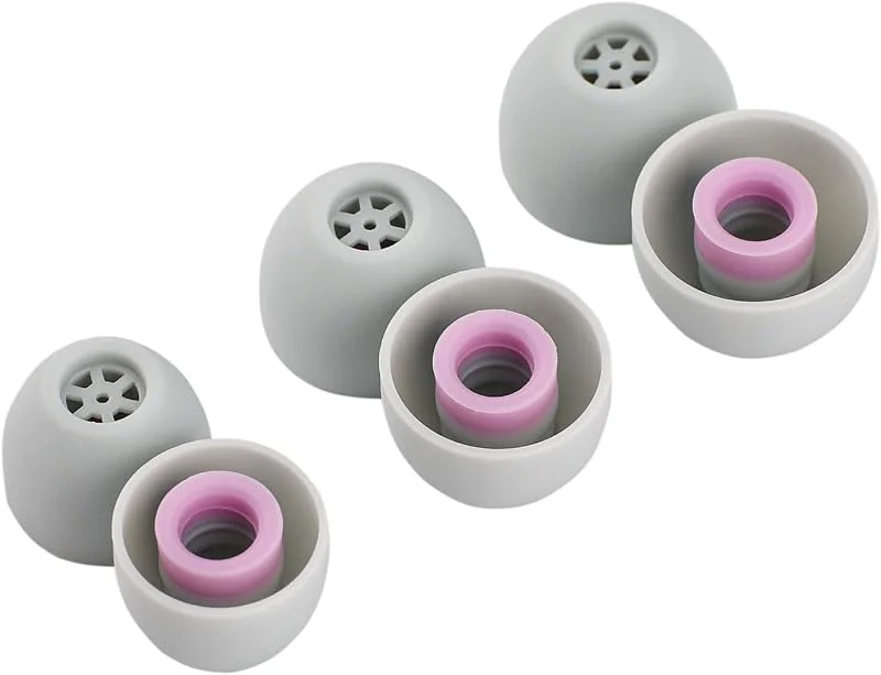 Linsoul Kiwi Ears Flex öronproppar tips, ersättning silikon IEM-tips, 3 par, storlek S, M, L, för KZ ZS10 Pro, Orchestra Lite, Cadenza, kabelanslutna, trådlösa hörlurar (grå-rosa) — Hörlurar och ljud