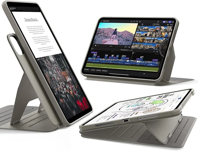 ESR för iPad Pro 11-tums (2024, 5:e Generationen), Roterande Fodral Med Avtagbart Magnetiskt Skydd, Justerbart Porträtt, Landskapsstativ, Upphöjd Skärmvisning, 9 Stående Vinklar — Mobil och surfplatta