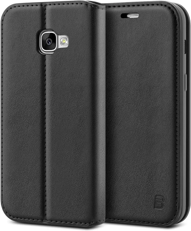 BEZ Fodral för Samsung A5 (2017) Flipfodral Skal, Skyddande PU-Läder Plånbok Telefonskal med en Korthållare, Sparkställ, Magnetisk Stängning Stående Fodral för Samsung Galaxy A5 (2017), Svart — Mobil och surfplatta