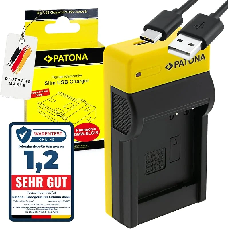 PATONA Slim Batteriladdare USB-C för Panasonic DMW-BLG10 DMW-BLE9 DMC-GF6 — Laddning och kablar
