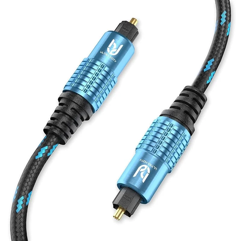 Ultra HDTV Premium Toslink-kabel - 0, 5m optisk ljudkabel, digital kabel med kinkskydd, nylonhölje, dragavlastning och metallproppar med perfekt passform (inkl. Skyddskåpor) - 50 cm — TV och streaming